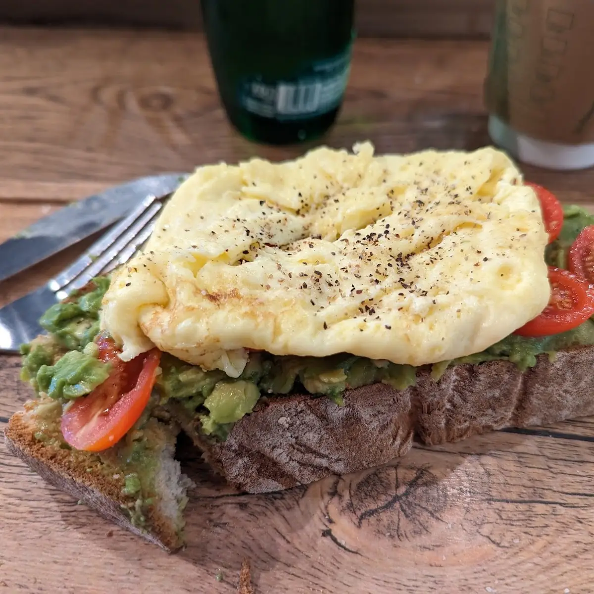 Avocado Toast with Scrambled Eggs and Tomatoes