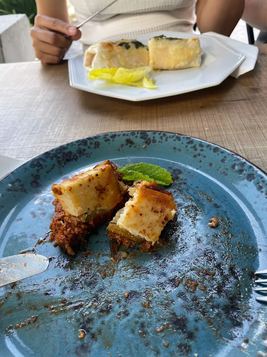 Moussaka Mousakás Egg Plant Beef Bolognese Potato Slice Base Topped w Thick Layer Béchamel Sau, Chris and Kathy's Continental Cafe Bakehouse Deli