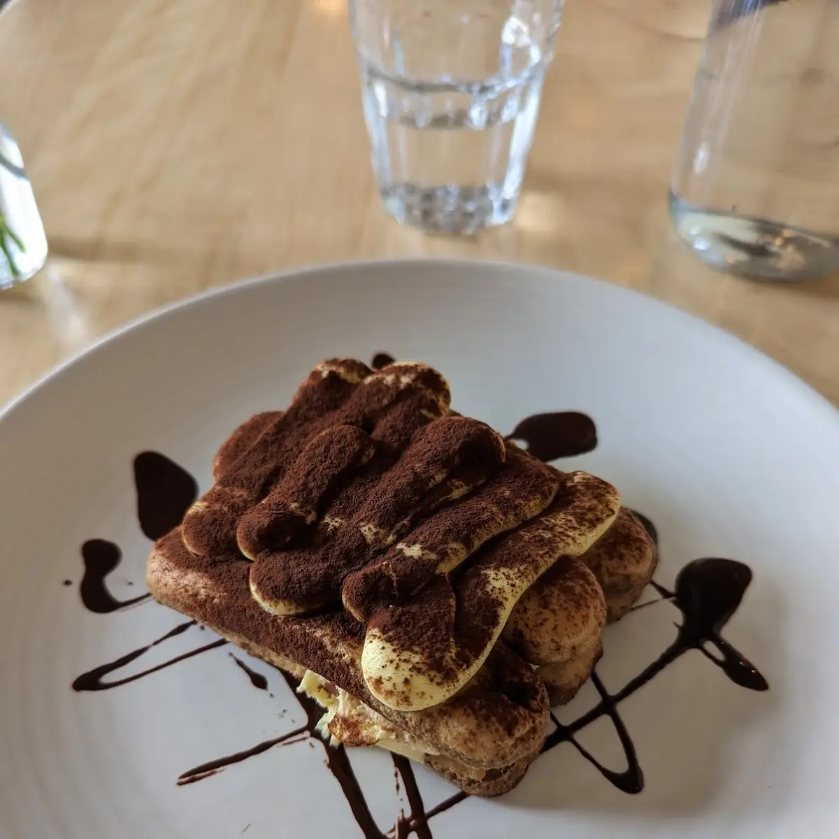 Classic Tiramisu with Chocolate Drizzle