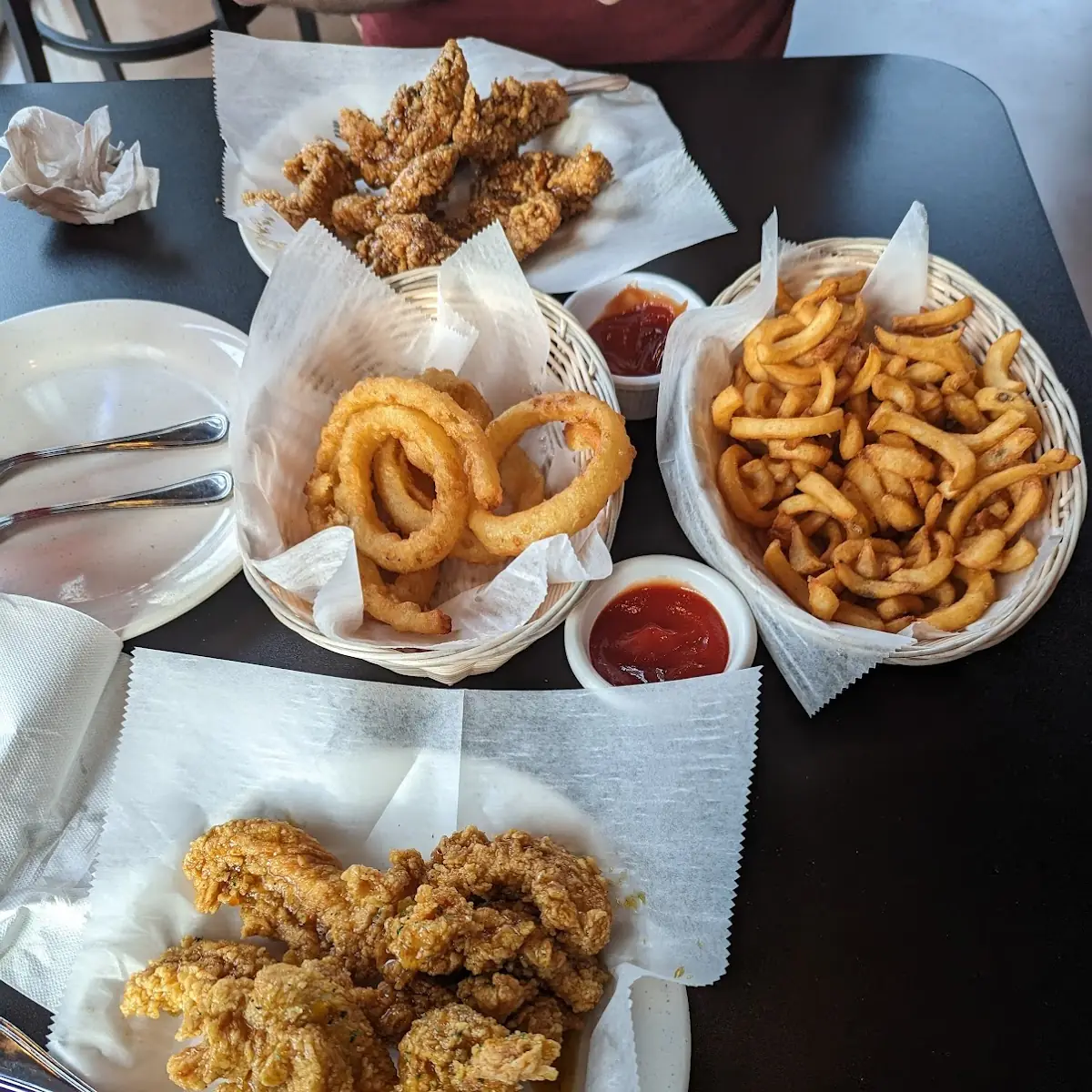 Onion Rings and Curly Fries