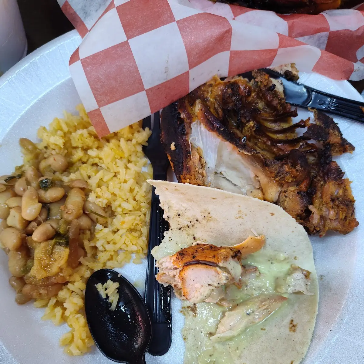 Rice Beans Flame Broiled Chicken Tortilla