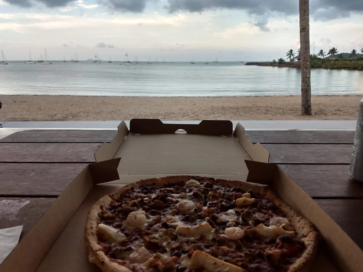 Seafood Pizza at the Beach