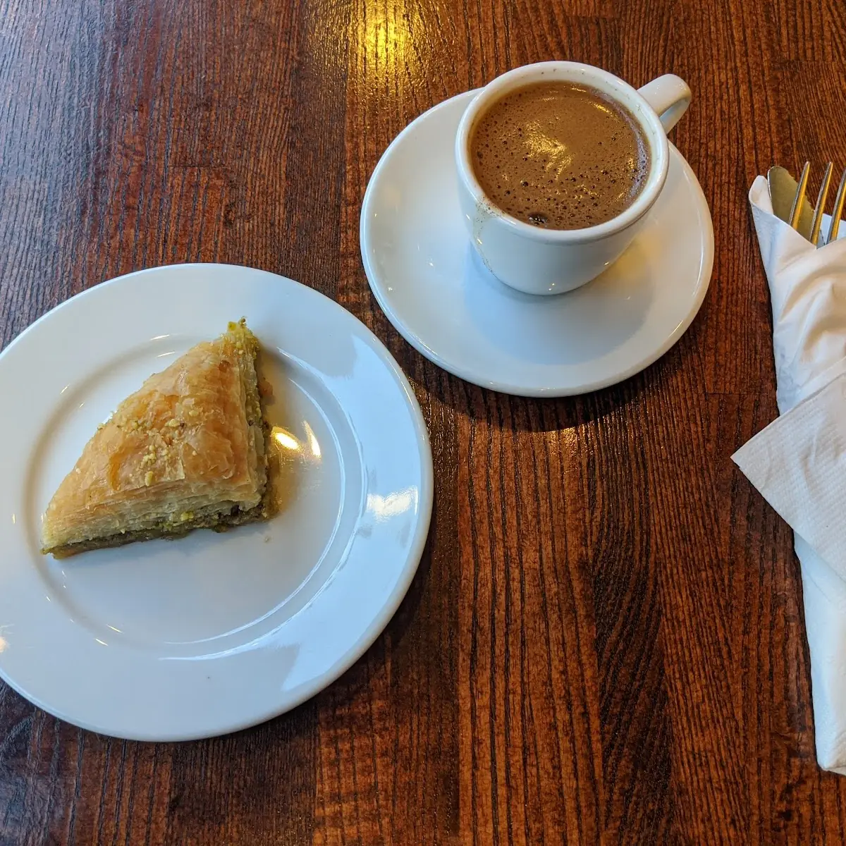 Turkish Coffee and Triangle Baklava