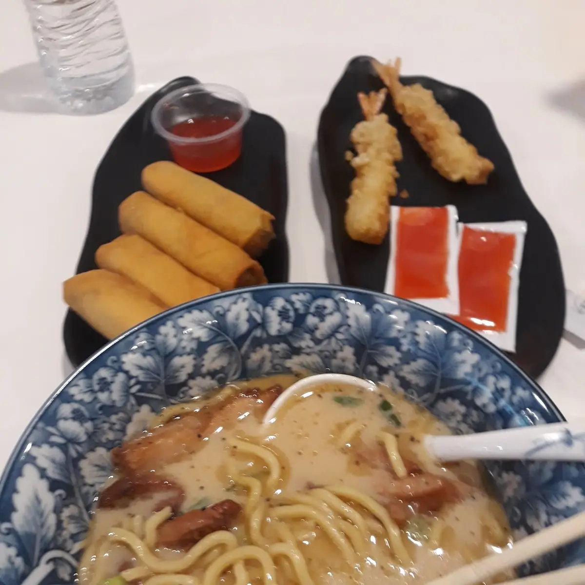 Chicken Ramen and Eggrolls