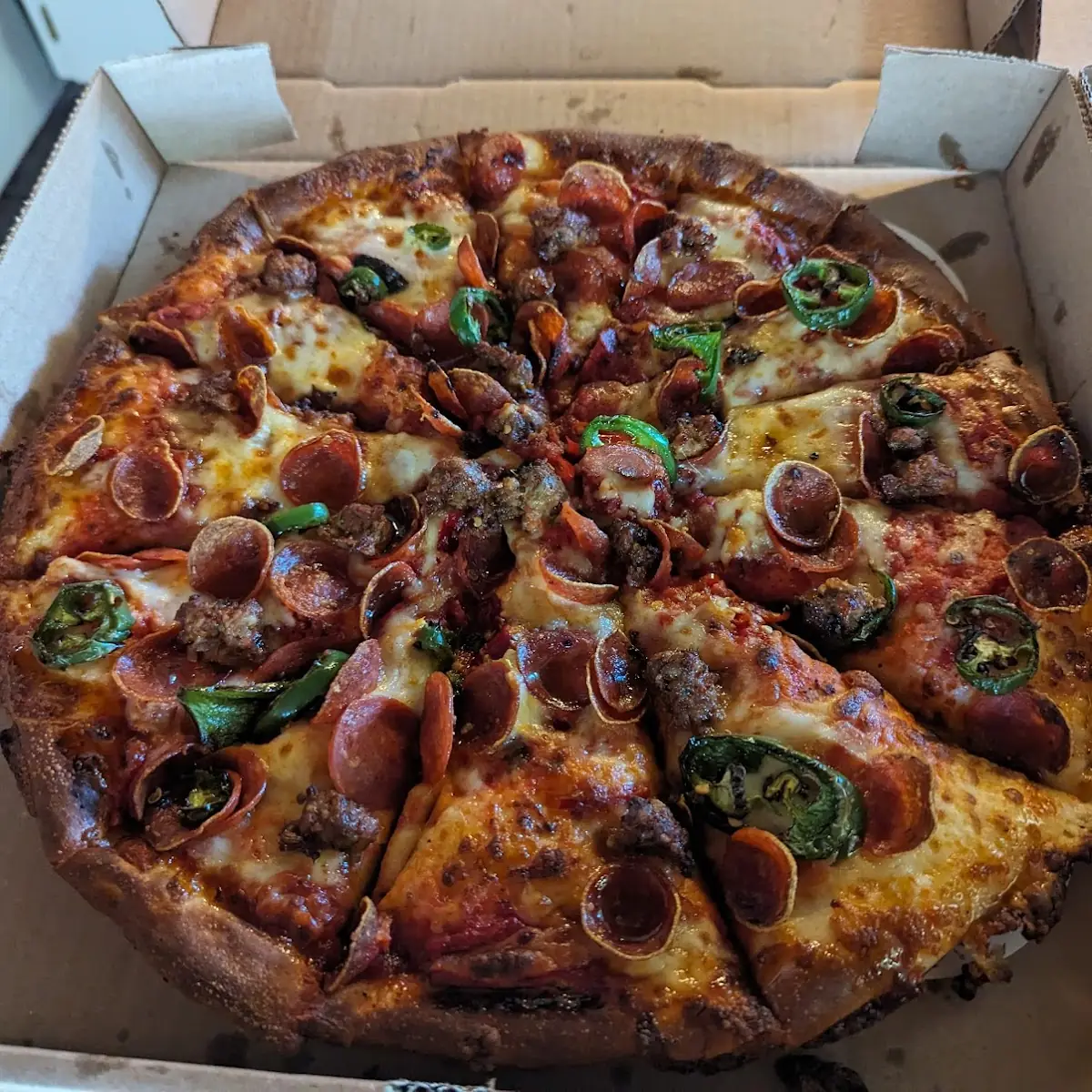 Pepperoni Pizza with Green Pepper