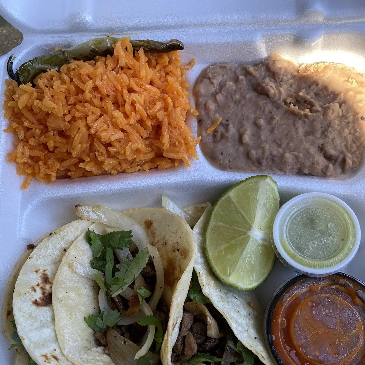 3 Tacos Rice Beans
