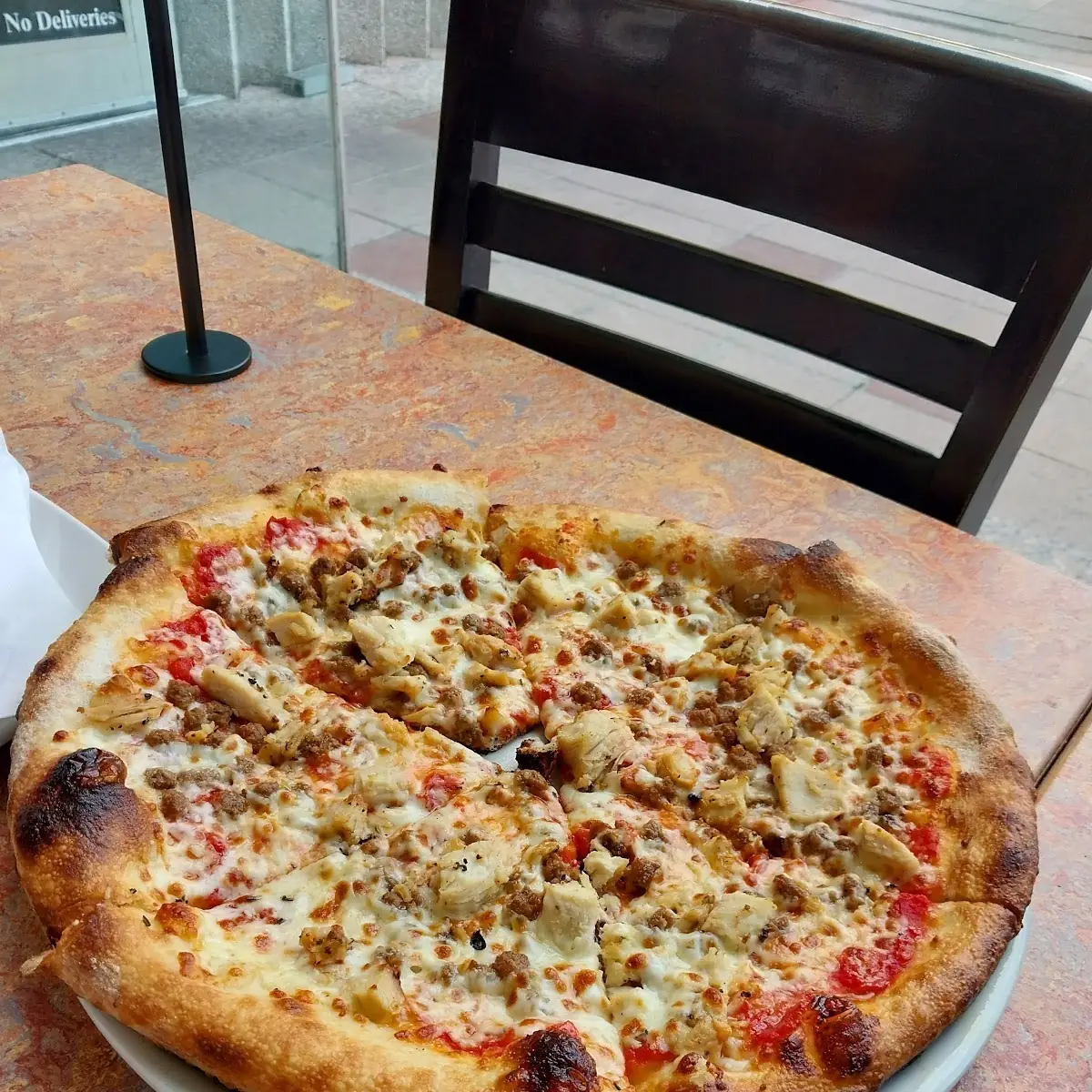 Roasted Chicken and Beef Pizza