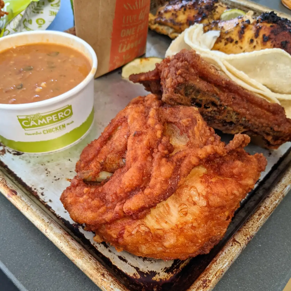 Fried Chicken and Beans