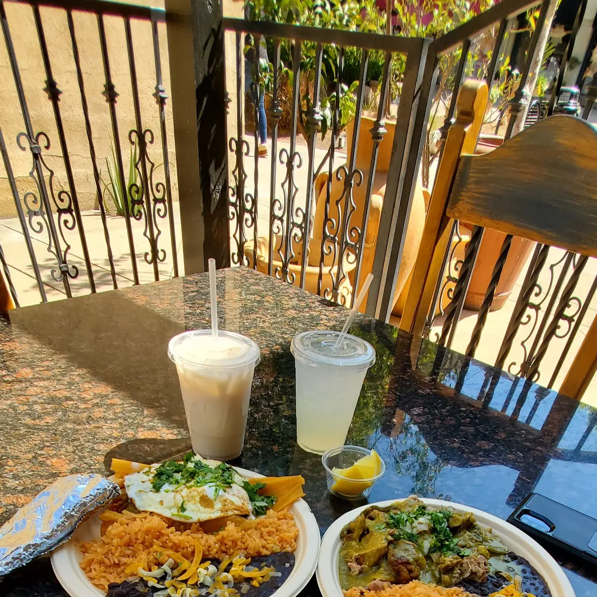 Chile Verde Plate with a Fried Egg on Top