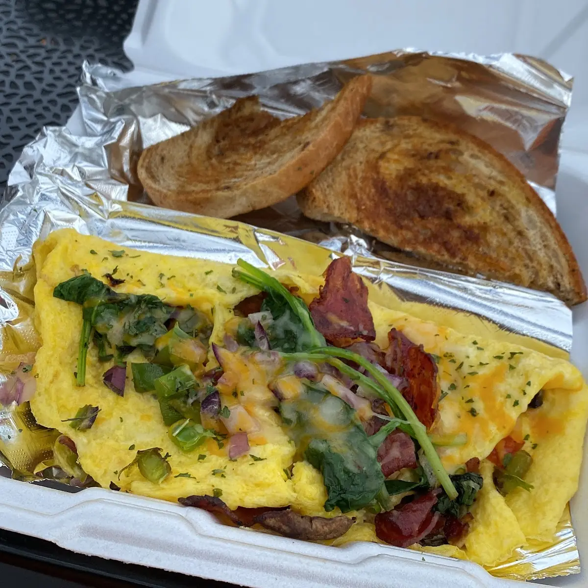 Loaded Omelette with Toast Breakfast