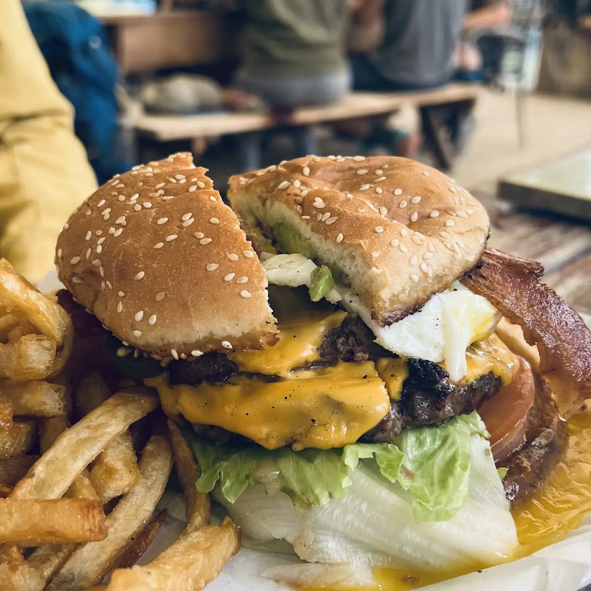 Double Cheese Burger with Jalapeño’S and Fries
