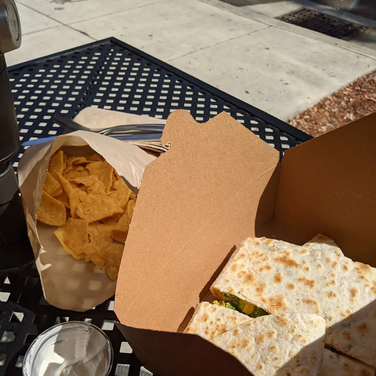 Quesadilla and Chips and Sour Cream