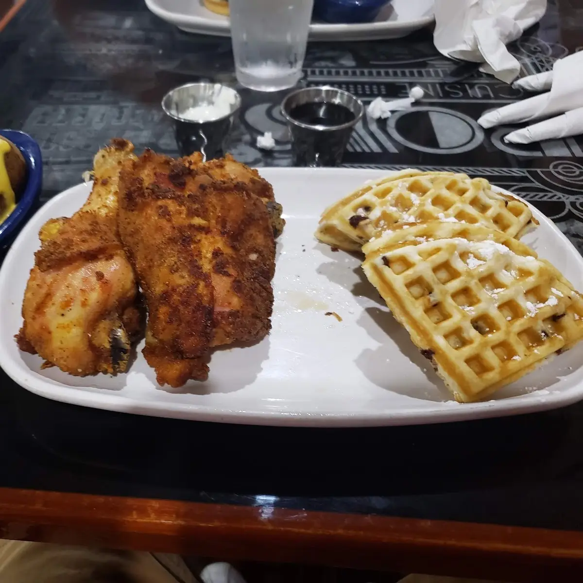 Kids Chicken and Waffles with Mashed Potatoes