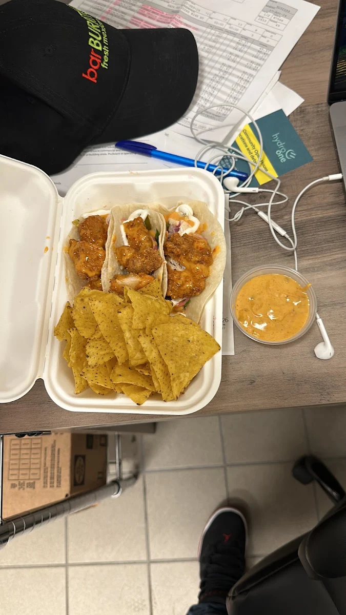 Crunchy Chicken Tacos Chips & Queso, barBURRITO