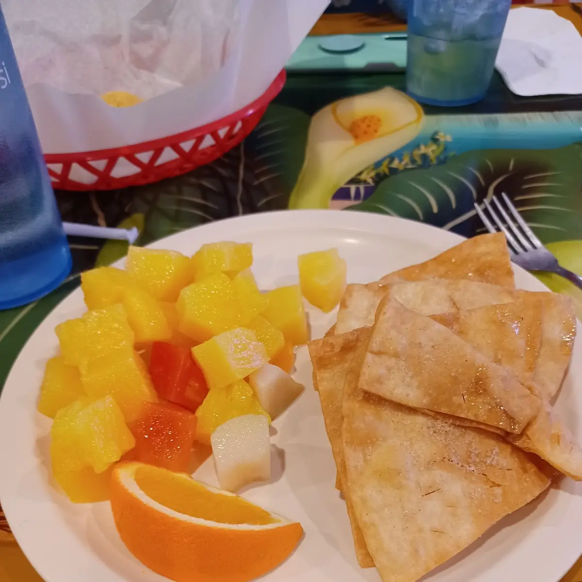 Cut Fruit and Cinnamon Sugar Tortilla Chips