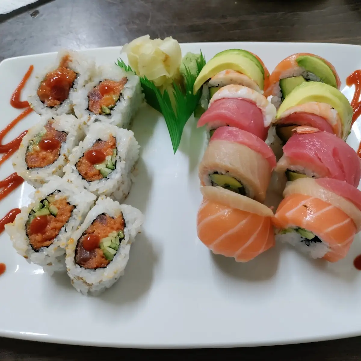 Rainbow Roll Various Sushi