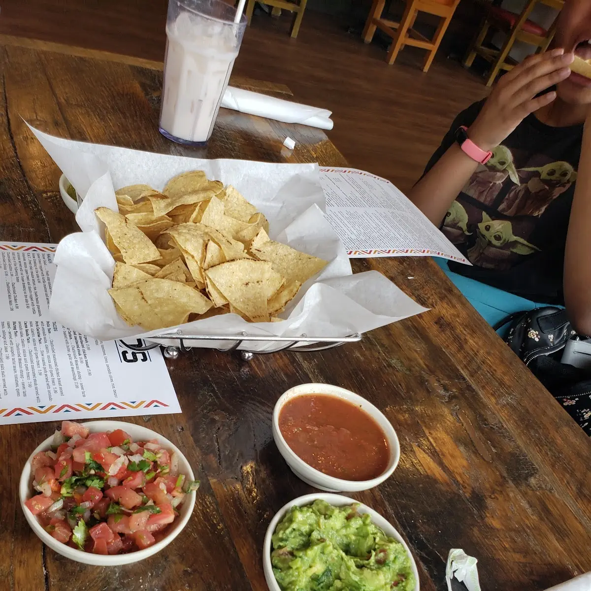 Chips Salsa and Guacamole Dip