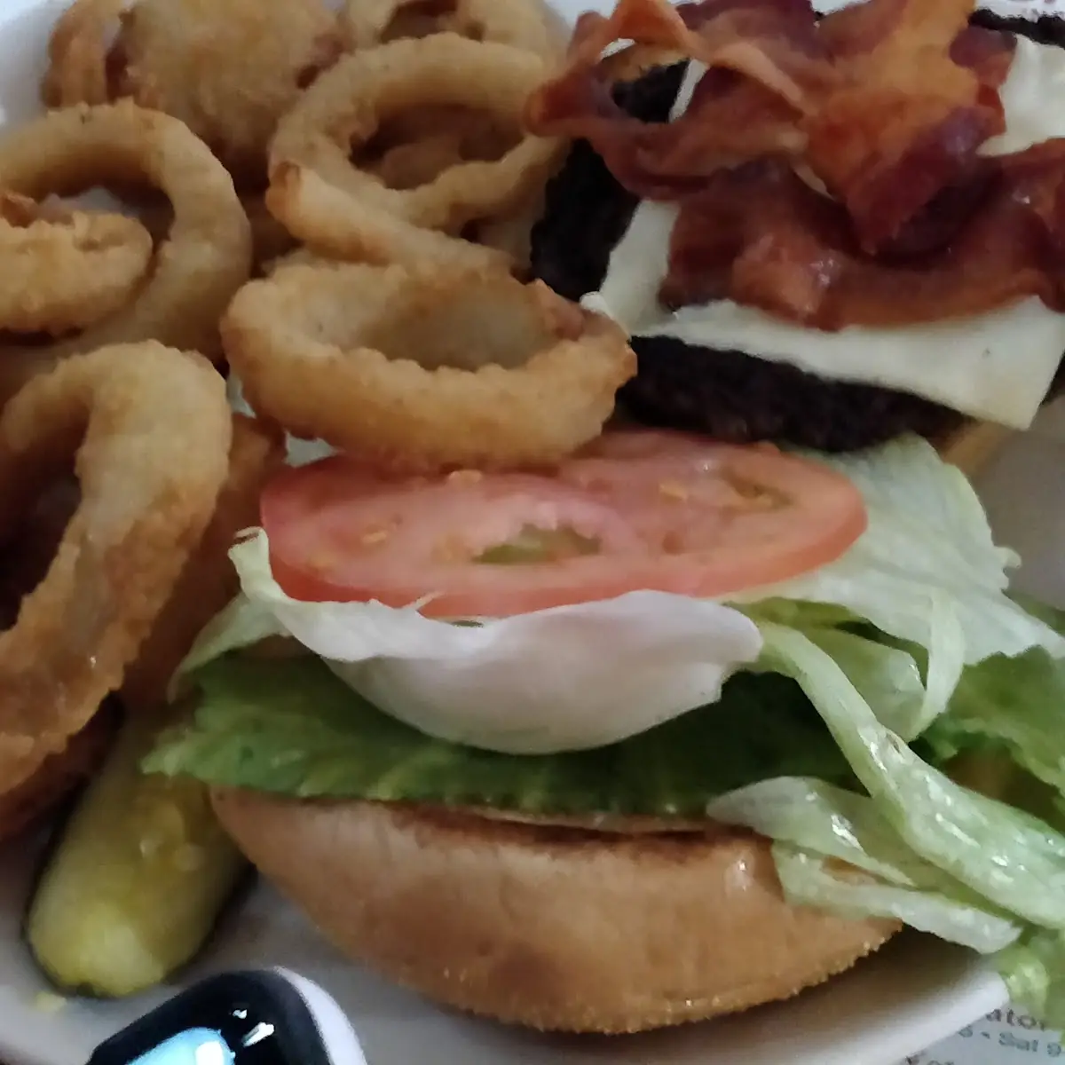 Bacon Cheeseburger with Onion Rings