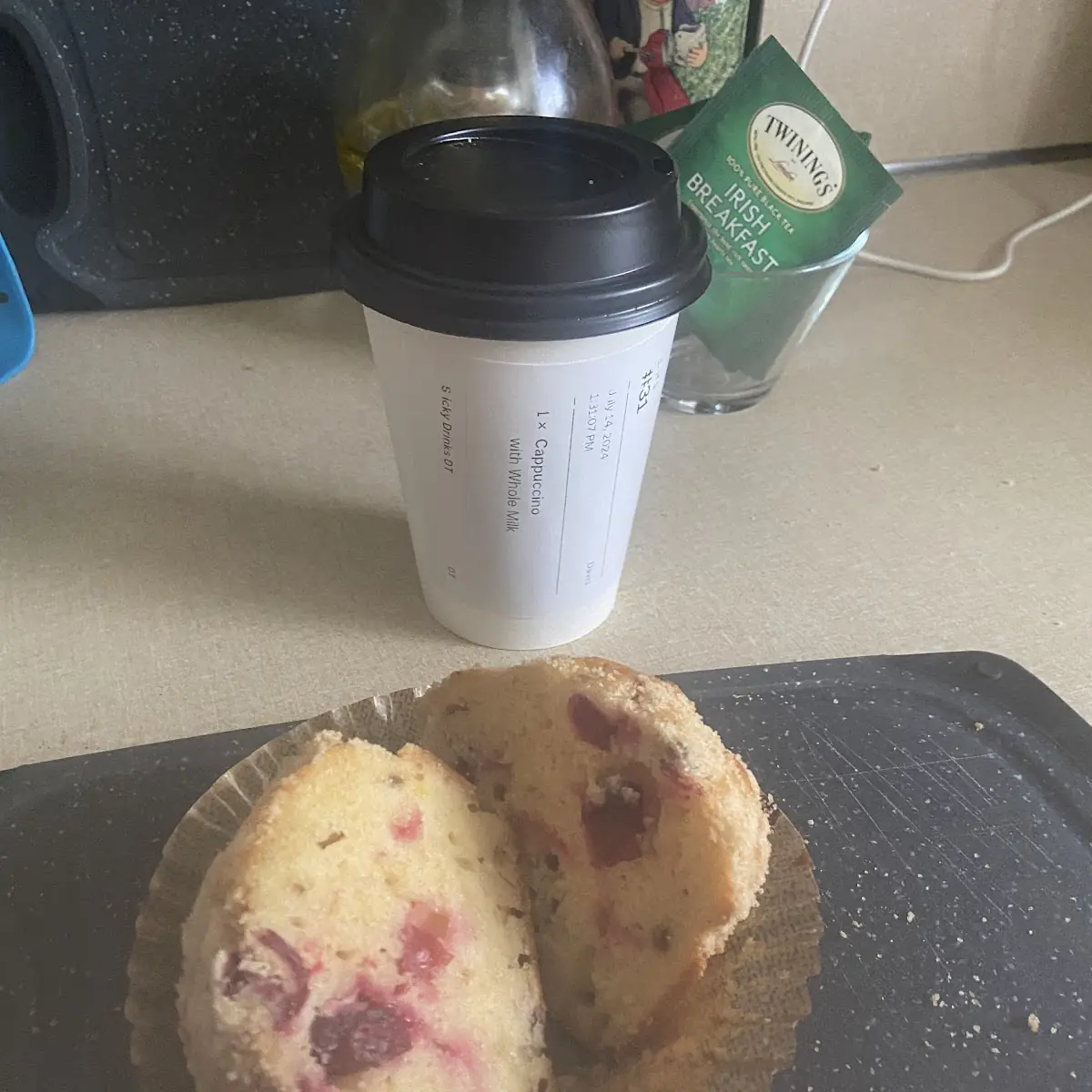 Orange Cranberry Muffin and Cappuccino