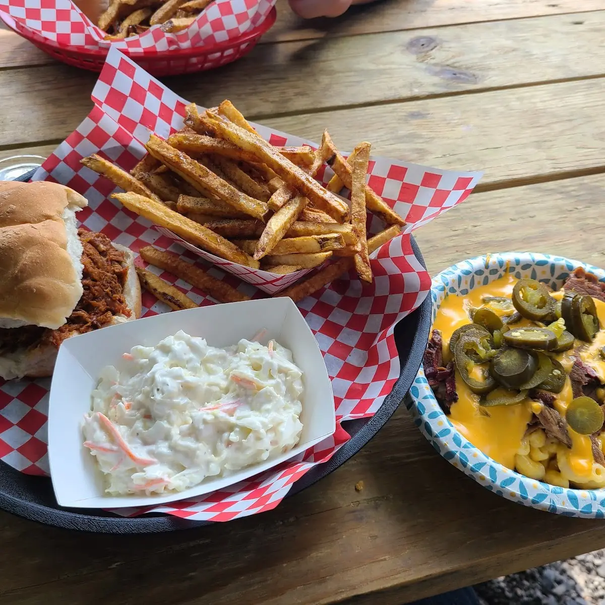 Pulled Pork Sandwich Moo Mac and Cheese