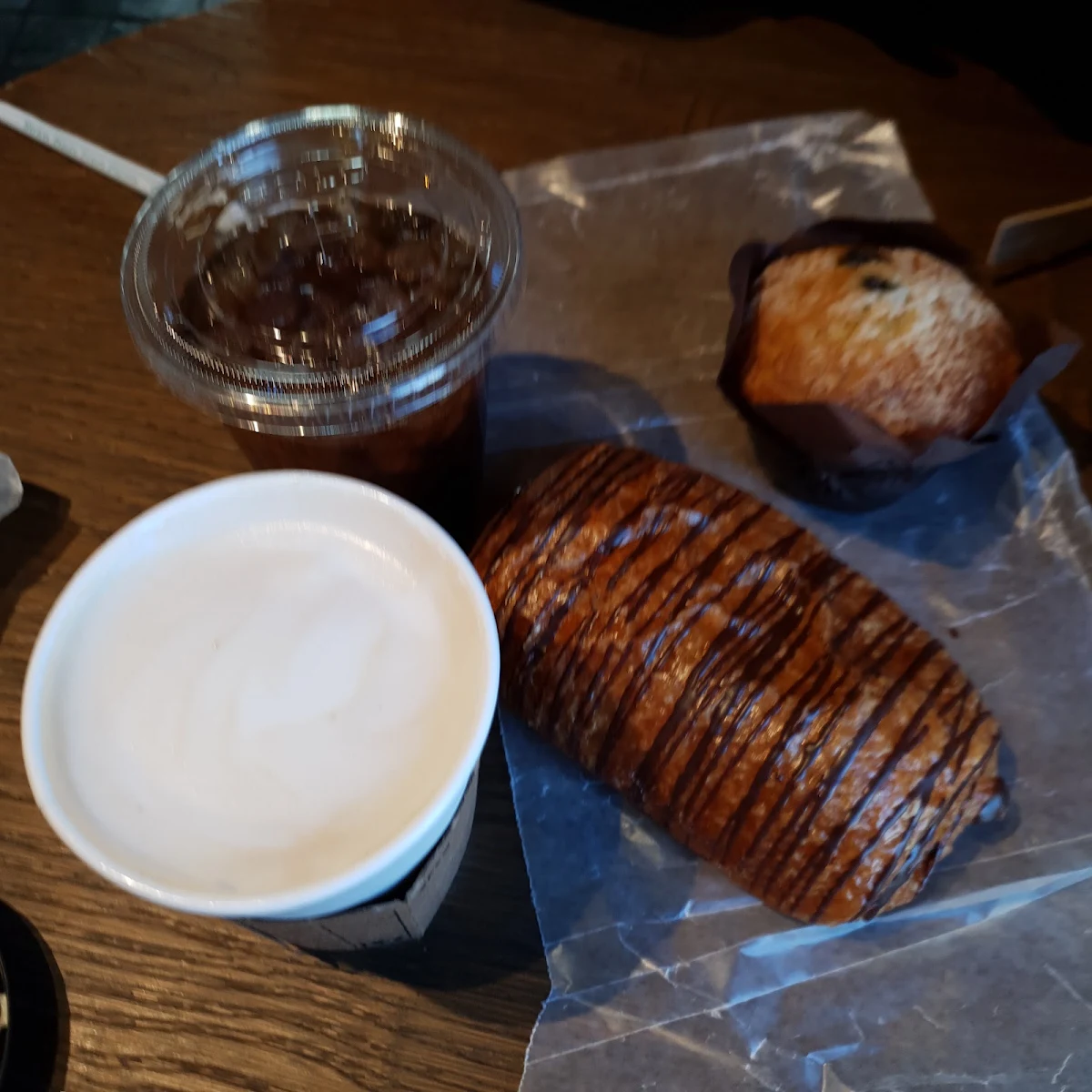 Chocolate Croissant & Blueberry Muffin