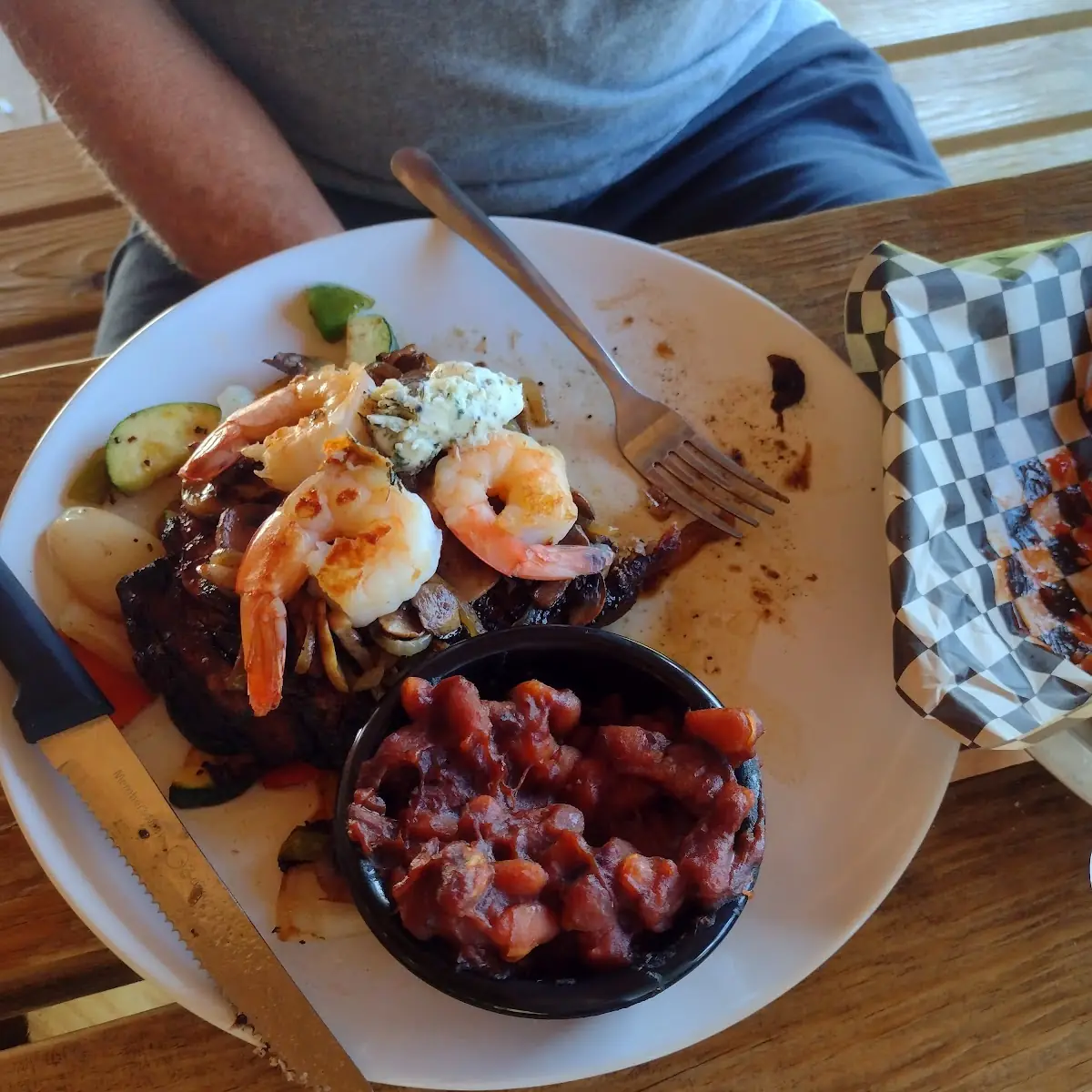 Surf and Turf with Baked Beans