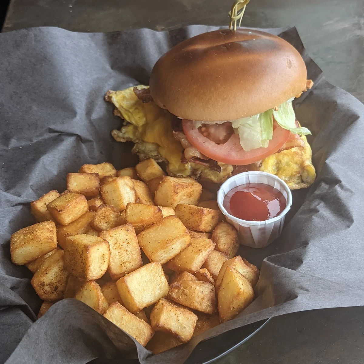 Breakfast Sandwich with Homefries, The Laff