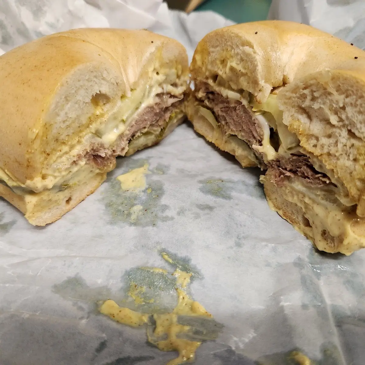 Cubano Sandwich on Plain Bagel