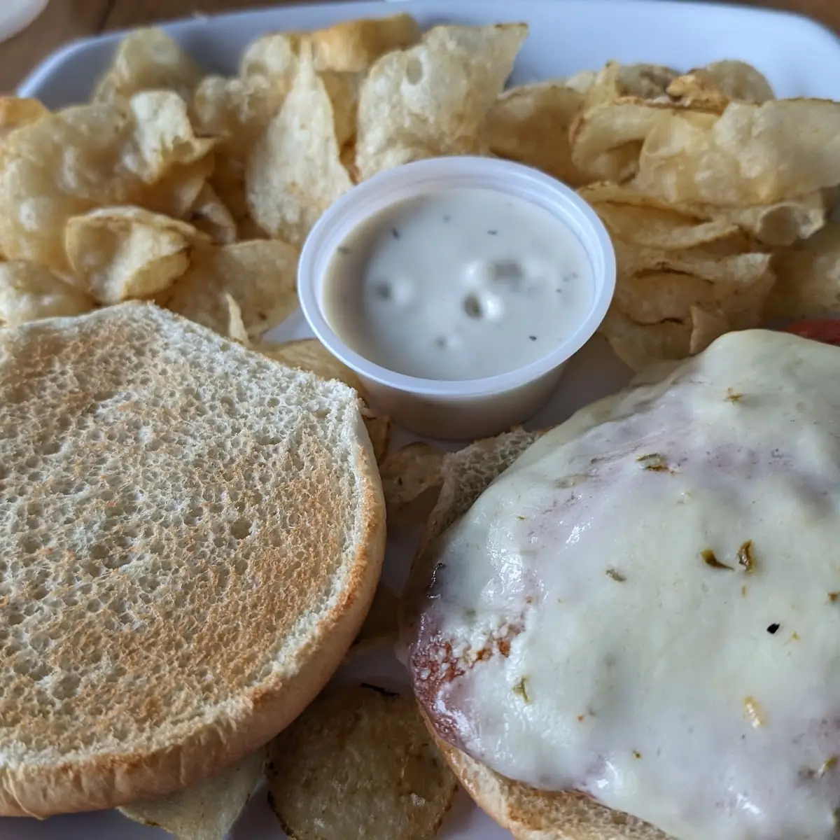 Buffalo Chicken Sandwich and Chips