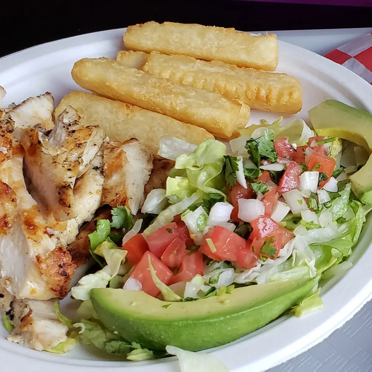 Chicken Parrillas with Fried Yuca