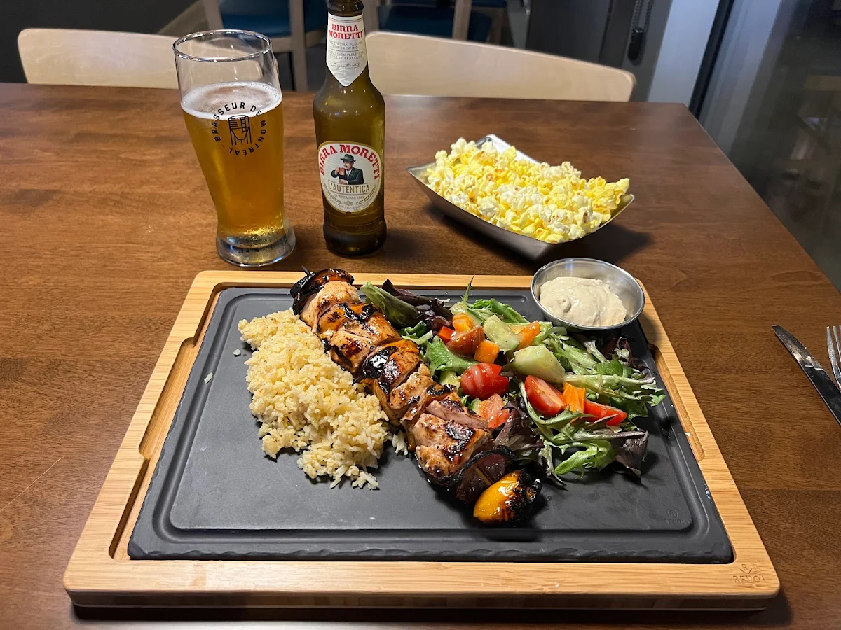 Chicken Skewer with Rice and Salad
