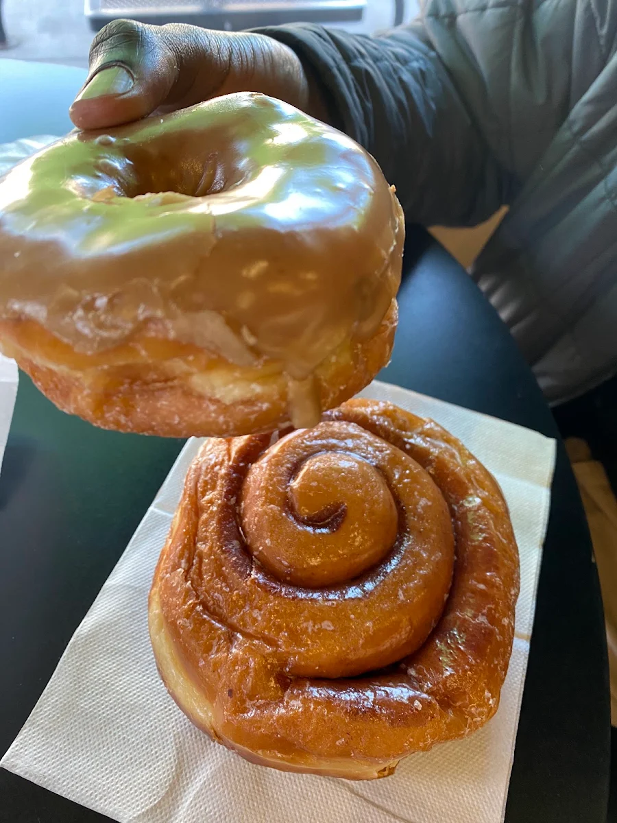 Cinnamon Roll and Maple Donuts