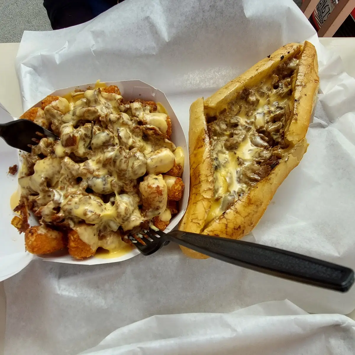 West Coast Cheese Tots and Cheese Steak