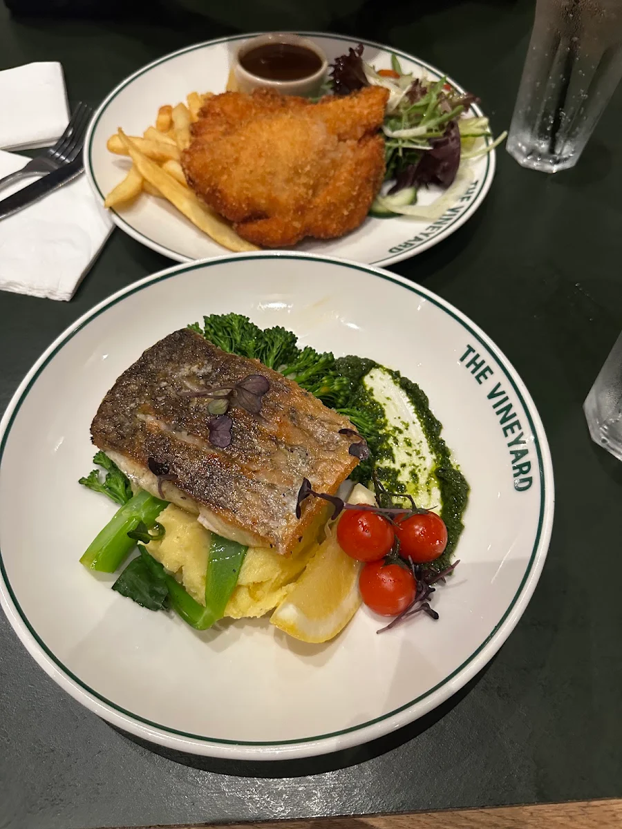 Fried Barramundi with Mashed Potatoes and Beg, The Vineyard - Sydney