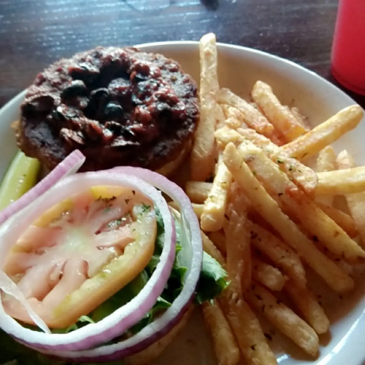 Veggie Burger with Beer Battered Fries