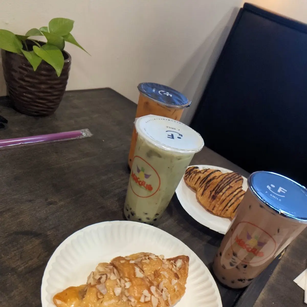 Almond Croissant and Chocolate Croissant