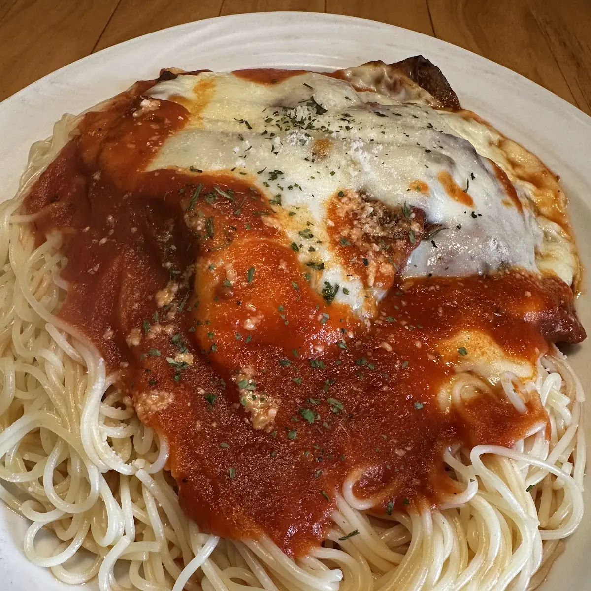 Eggplant Parmigiana with Capellini