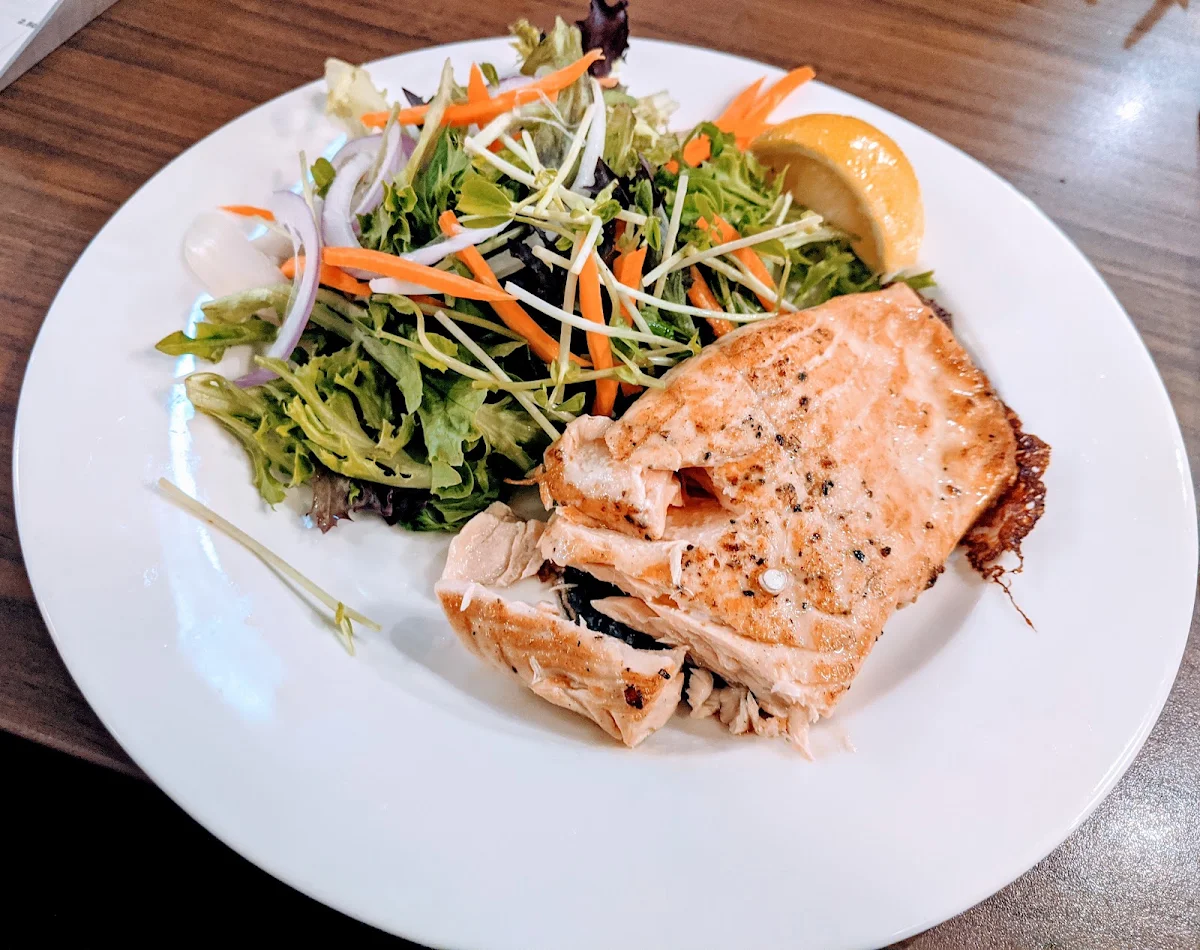 Grilled Atlantic Salmon and Salad, Blue Cattle Dog Hotel