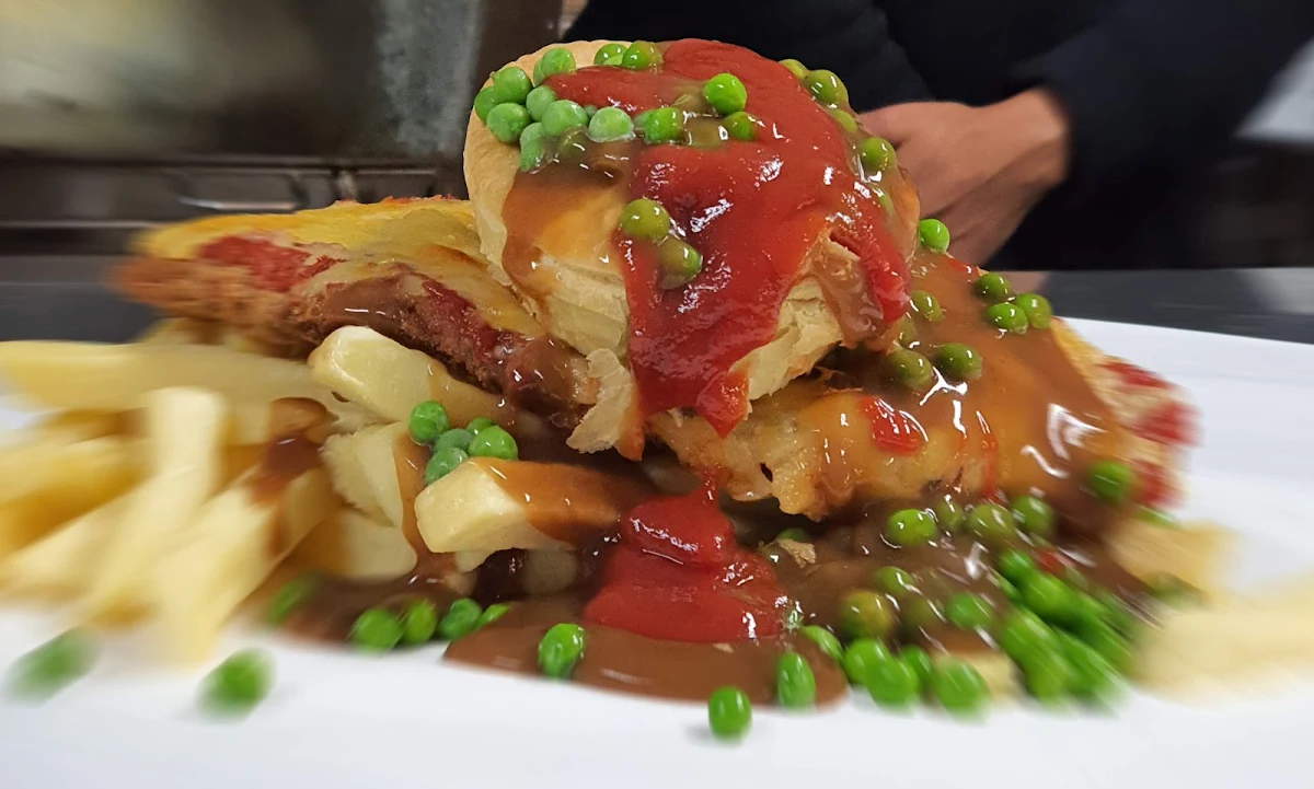 With Chips Peas & Gravy, GOOD TO GO TAKEAWAY