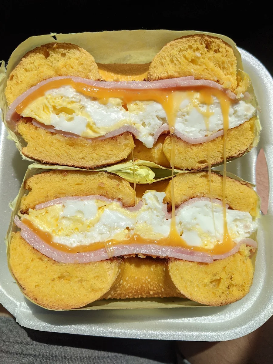 Ham Cheese and Egg Bagel Sandwich