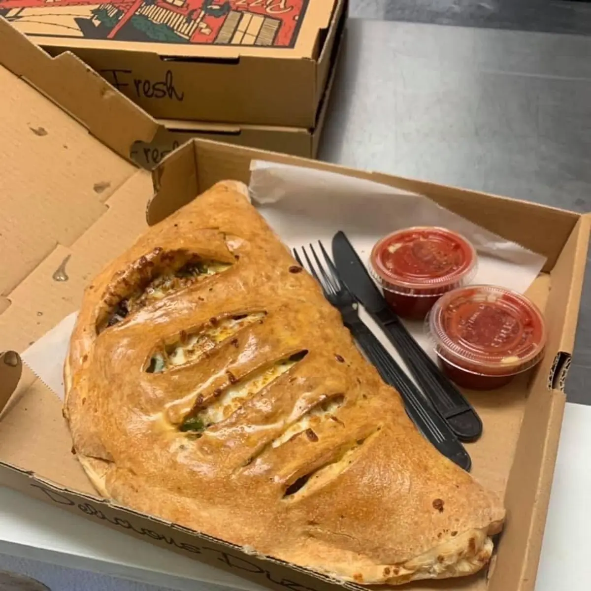 Baked Calzone with Marinara Dipping Sauce