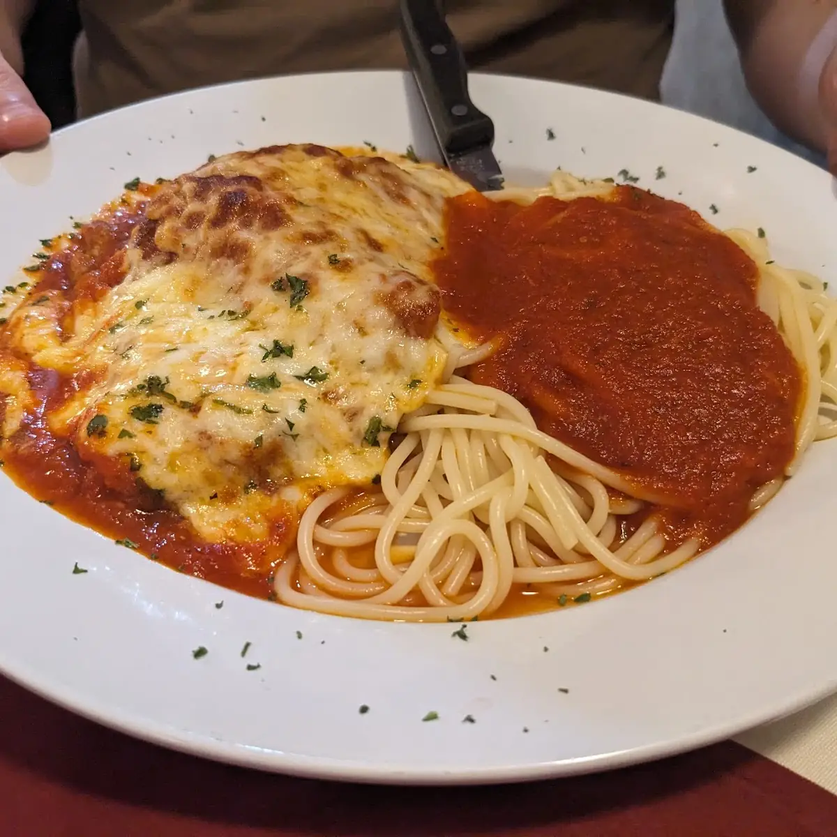 Eggplant Parmigiana with Spaghetti