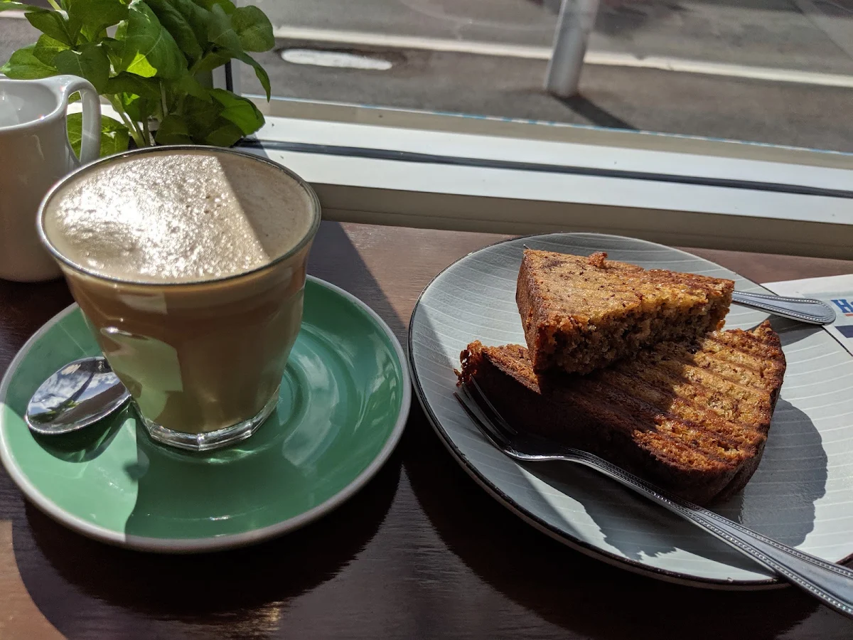 Latte and Banana Bread Toasted, Fernz Cafe