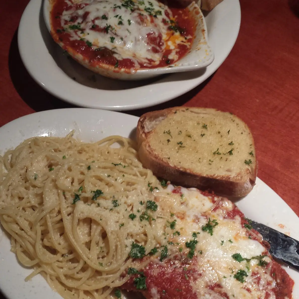 Baked Lasagna with Garlic Bread