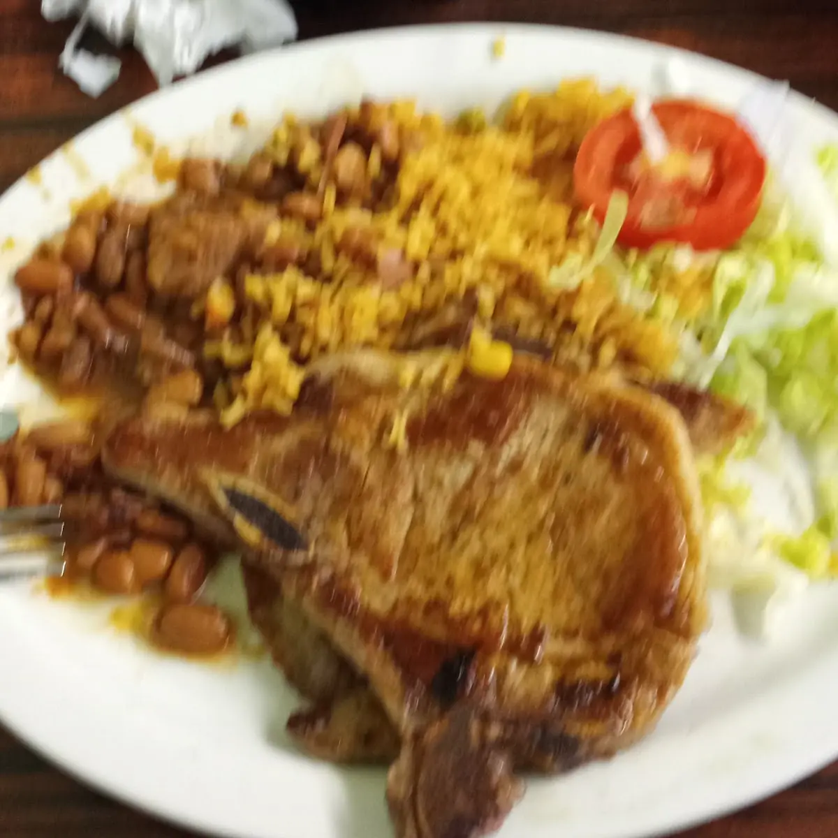 Pork Chops with Rice and Beans