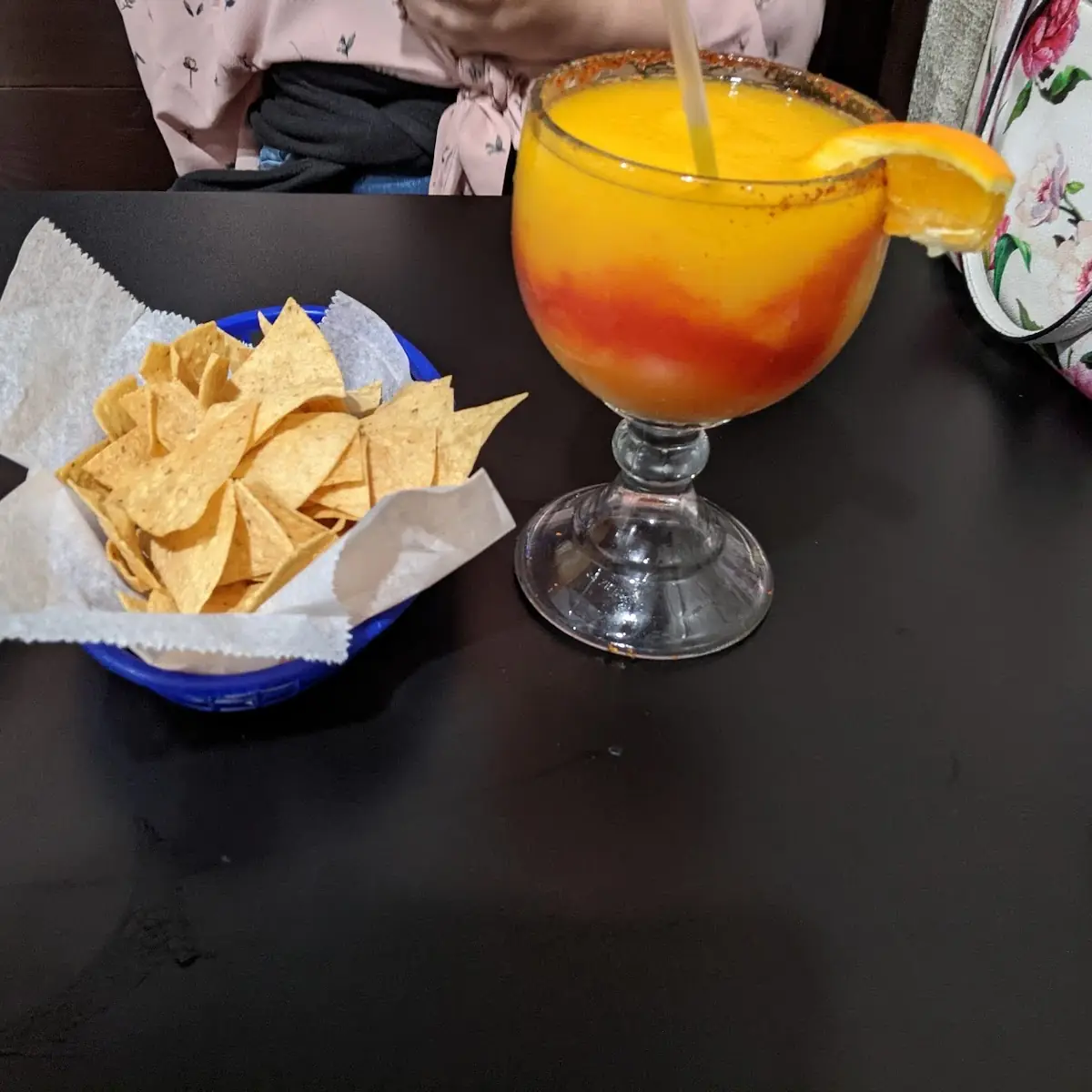 Chips and a Mango Margarita
