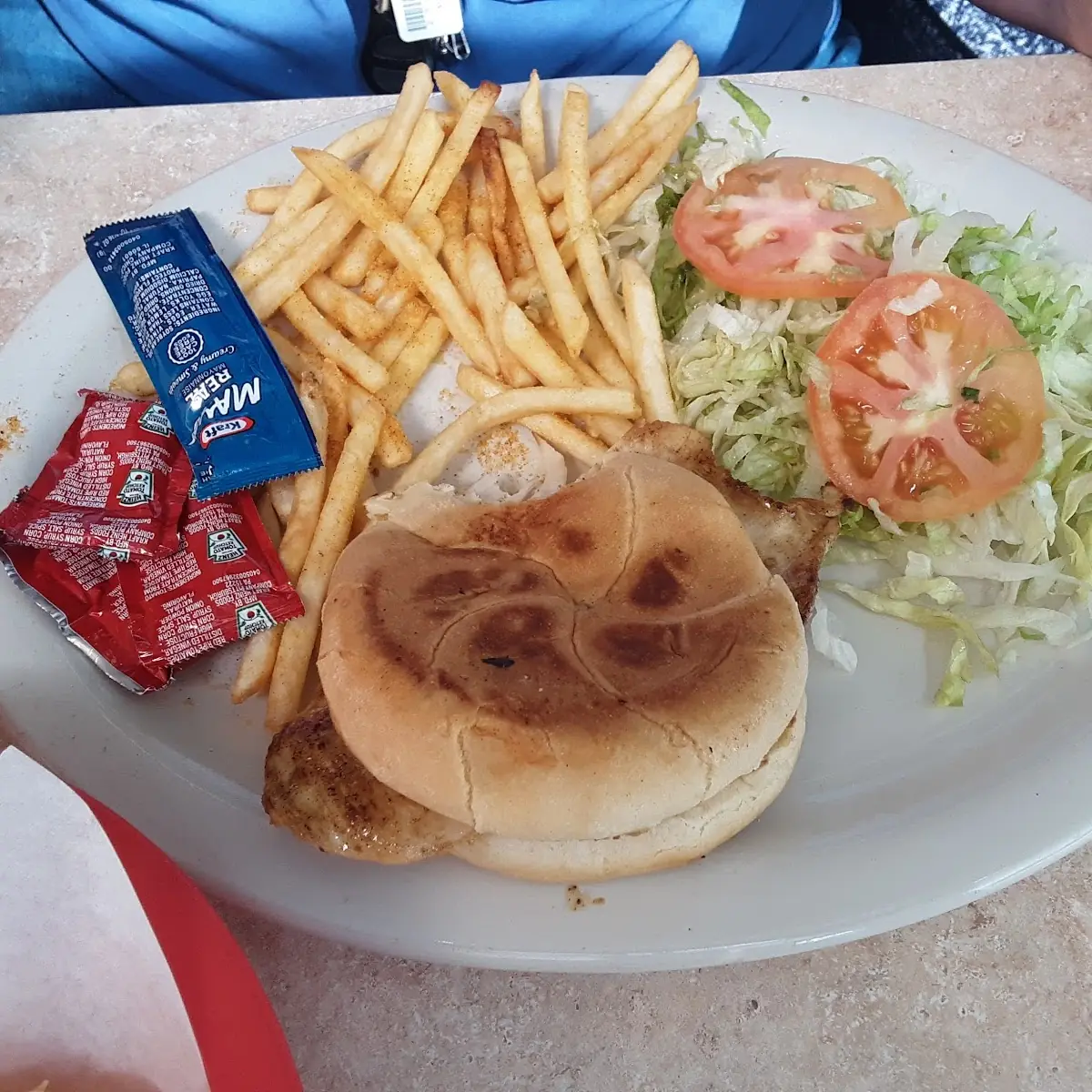 Grilled Chicken Sandwich with Cajun Fries