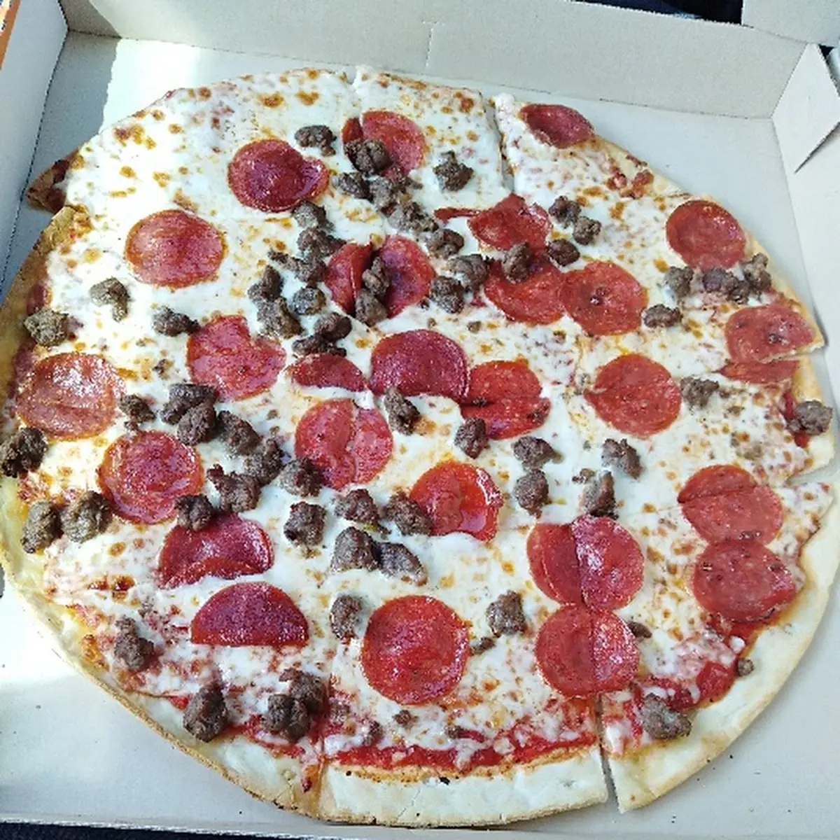 6 49 Thin Crust Pizza with Added Ground Beef