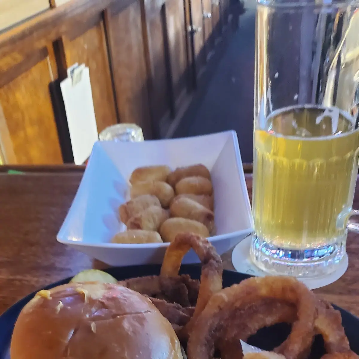 Bacon Cheeseburger and Onion Rings
