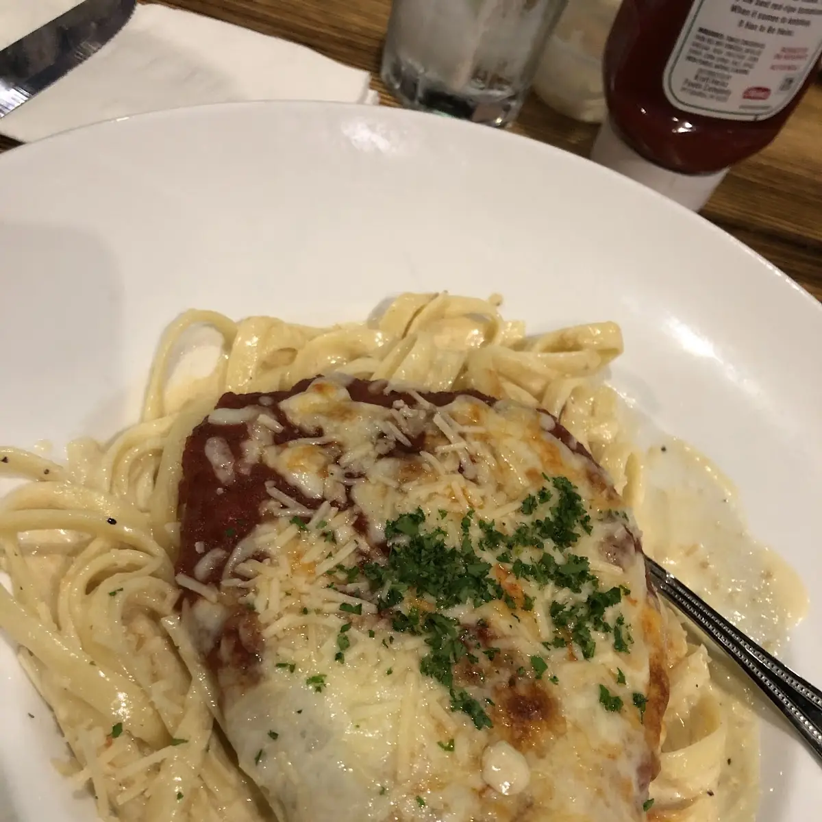 Chicken Pasta with Garlic Bread